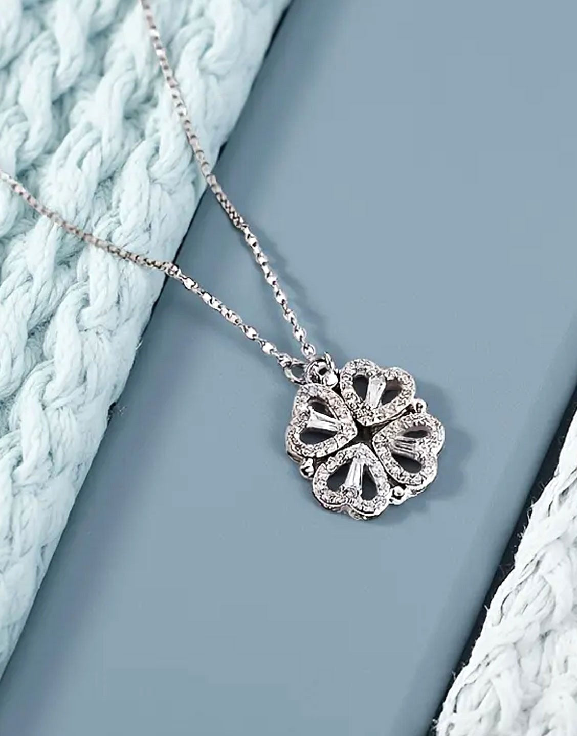 Delightful Double-Wearing Lucky Grass Design Silver Pendant Necklace - Perfect for Daily Wear & Gifting (TK18115)