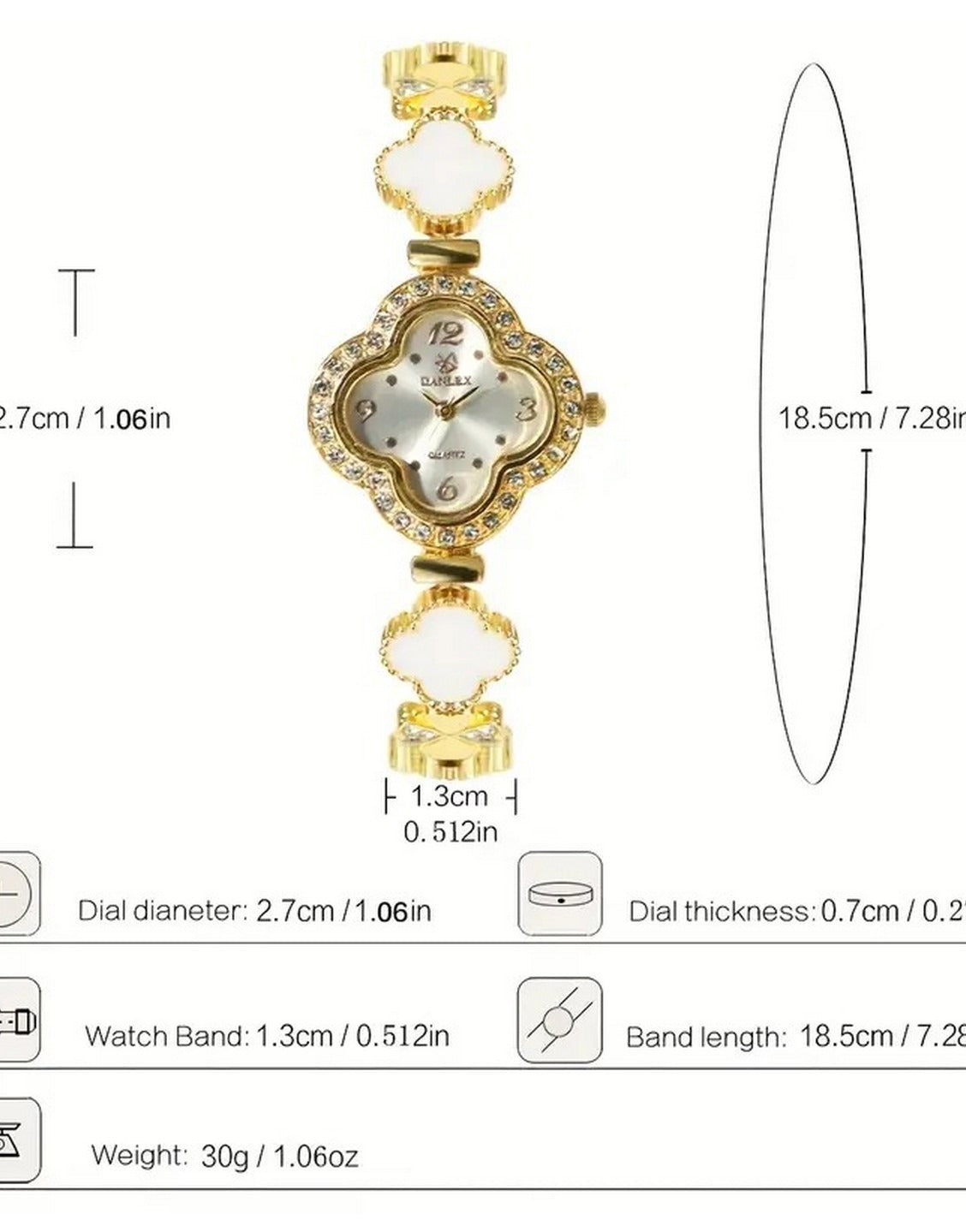2-Pcs Boho Style Four Leaf Clover Design Ladies Watch & Bracelet Set (TK18185)