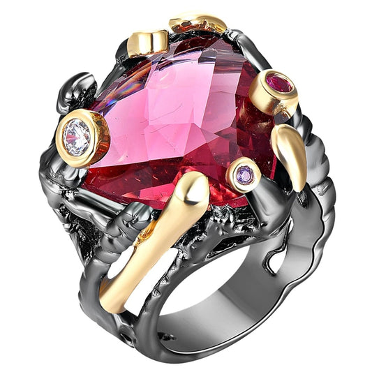 Rose Red Crystal Cocktail Ring