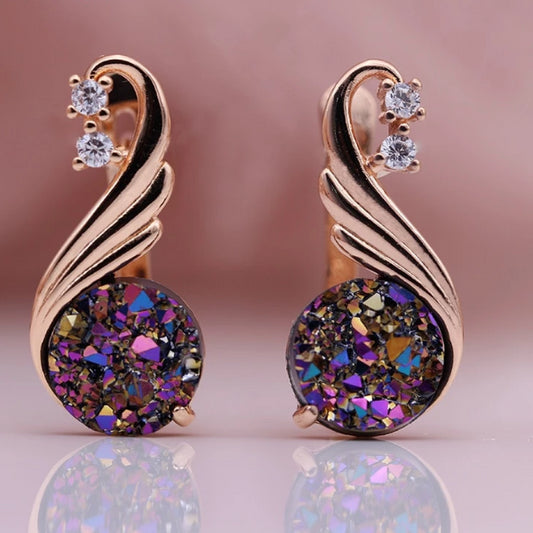 585 Rose Gold Crystal Earrings - trinkets.pk
