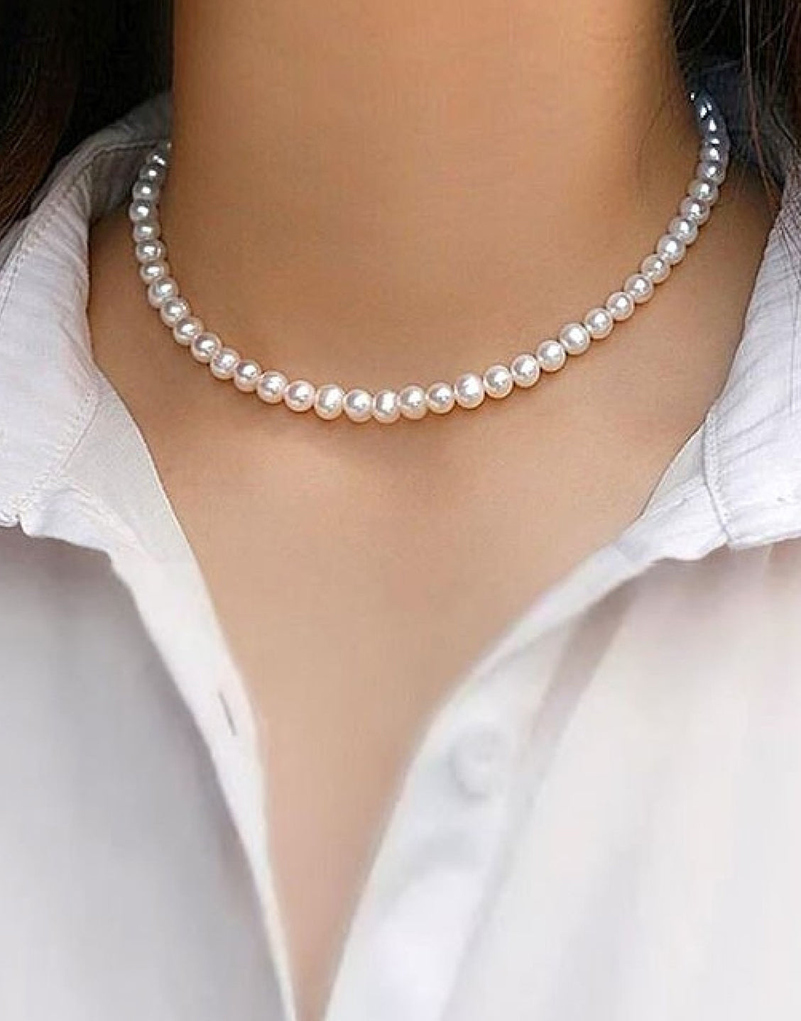 Elegant Faux Pearl Choker Necklace (TK16376)