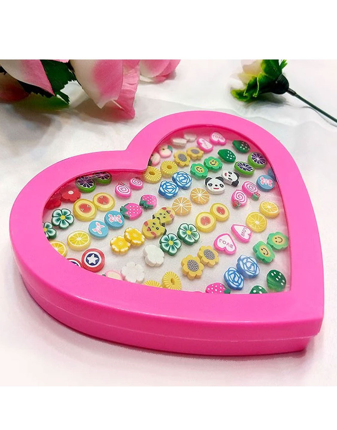 36 Pairs Mixed Color Cute Animal & Fruit Love Heart Stud Earrings Set for Girls (TK16418)