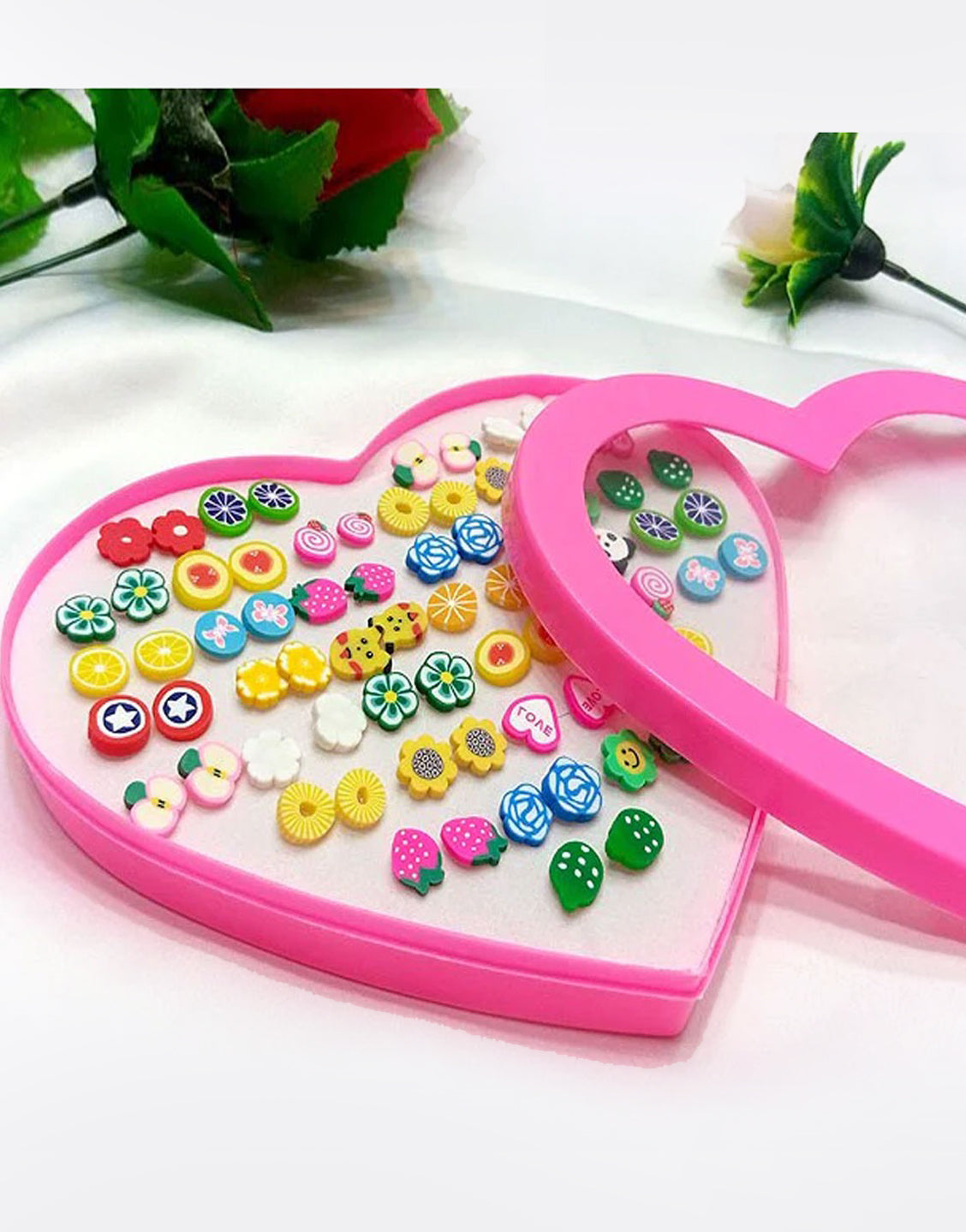 36 Pairs Mixed Color Cute Animal & Fruit Love Heart Stud Earrings Set for Girls (TK16418)