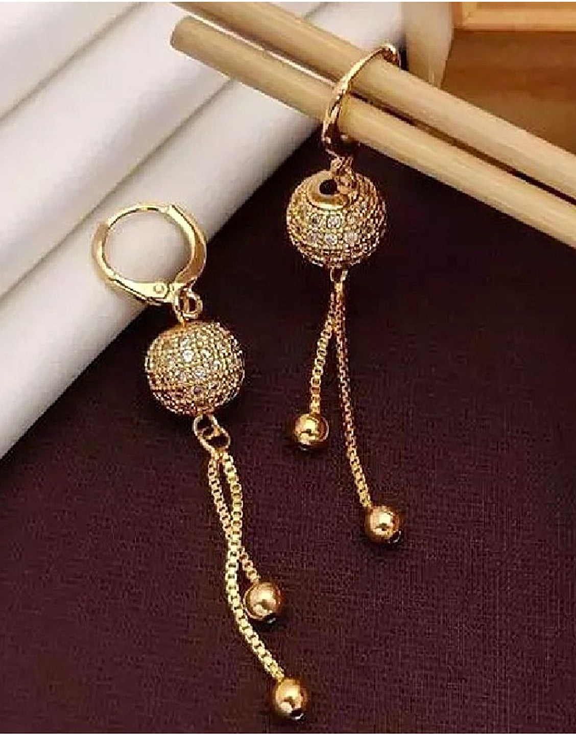 Elegant Golden Ball Shaped Earrings (TK16455)