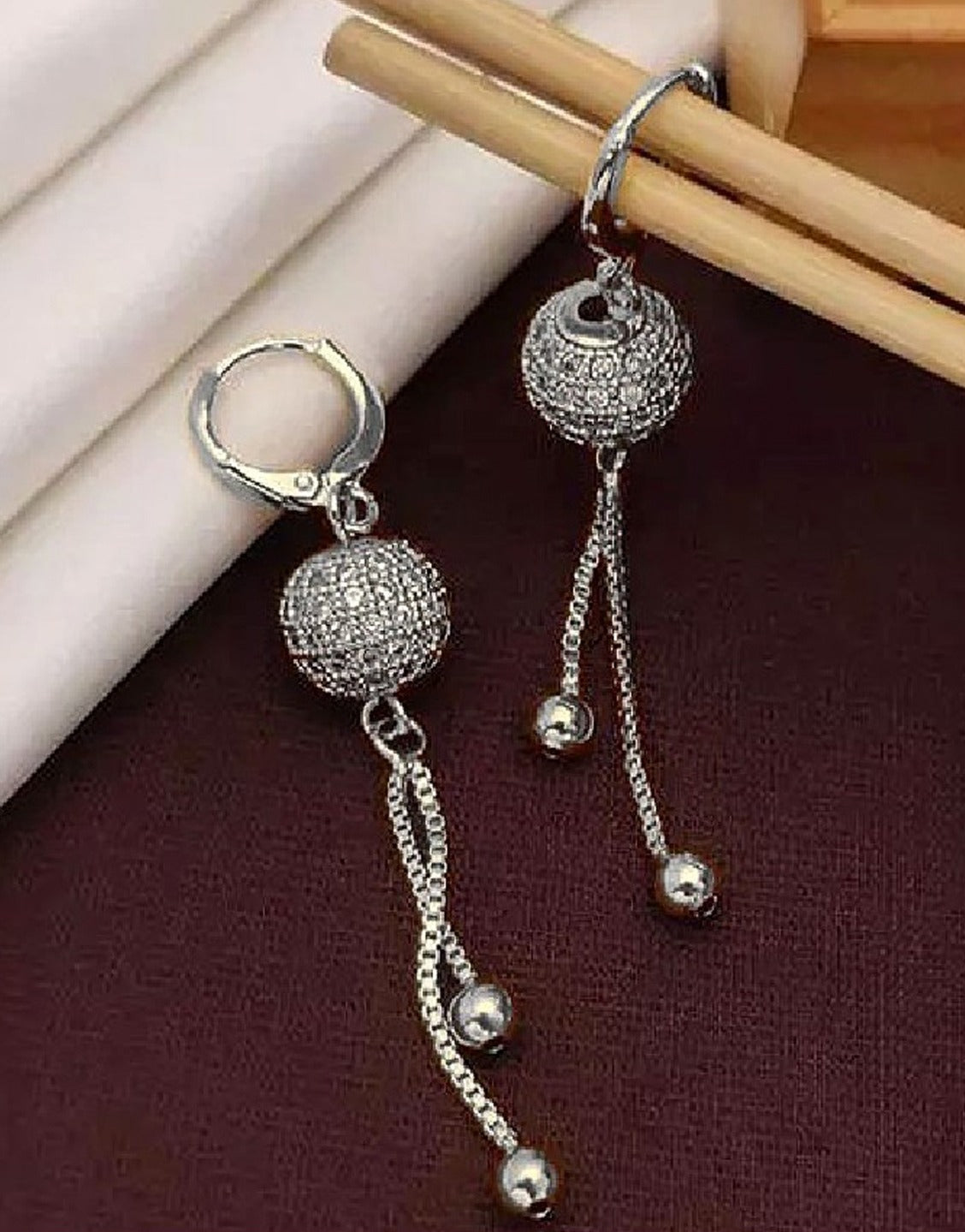 Elegant Silver Ball Shaped Earrings (TK16456)