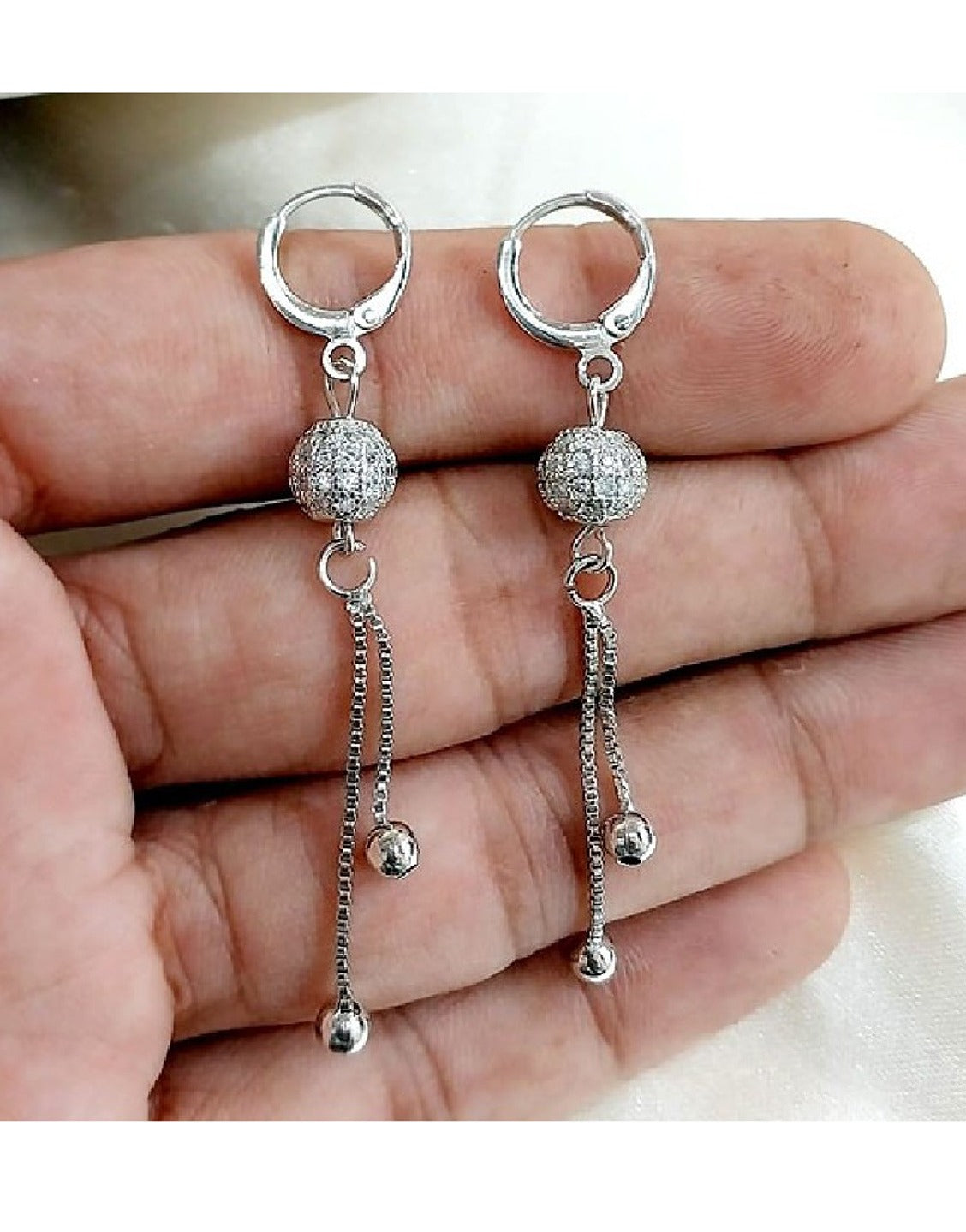 Elegant Silver Ball Shaped Earrings (TK16456)