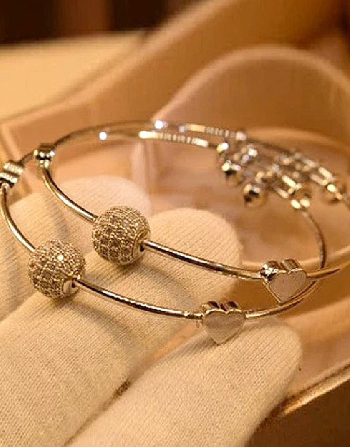Pair of Adjustable Silver Bracelet Kara for Women (TK16481)