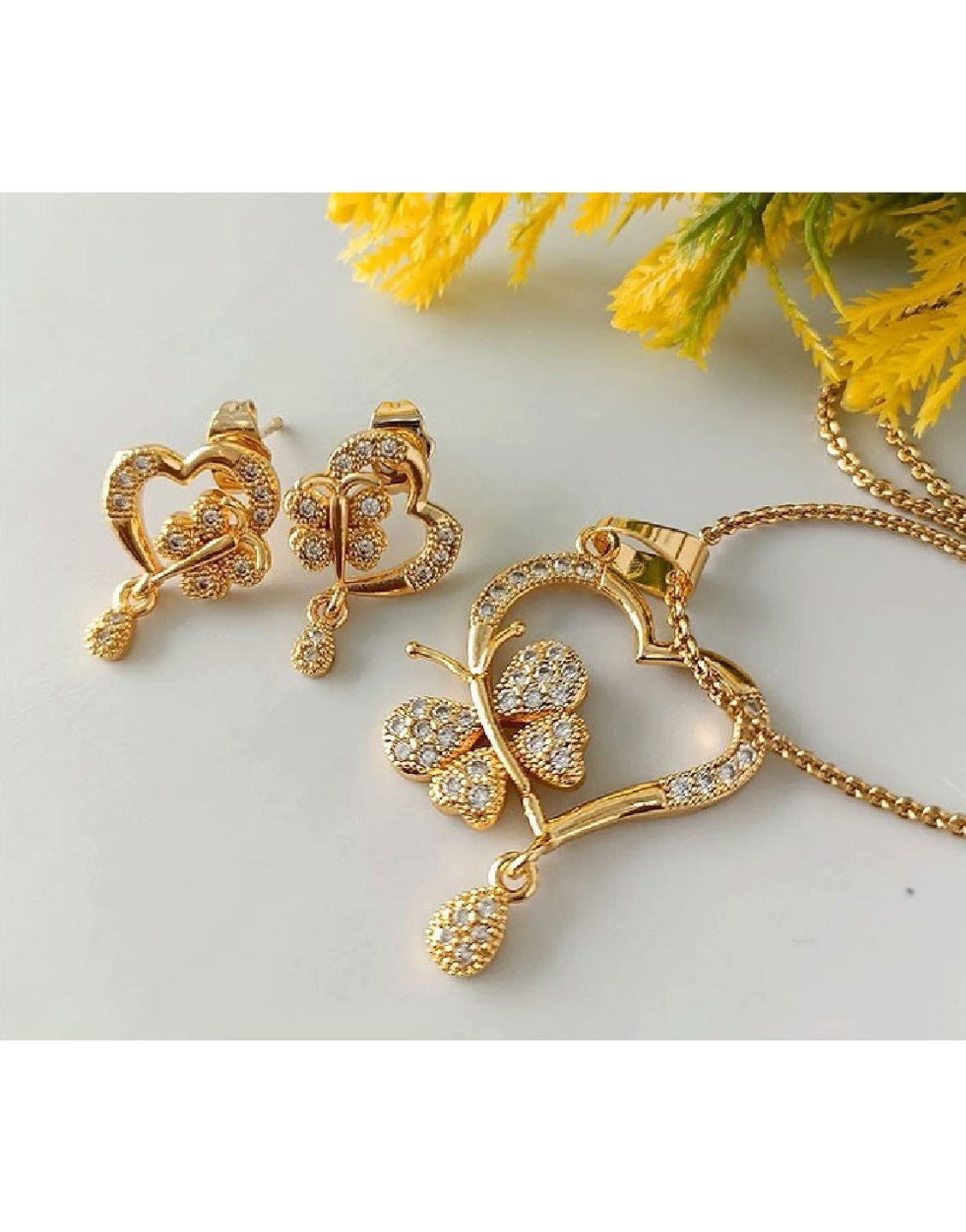 Combo of Heart Shape Necklace Set & Mutual Love Perfume for Her (TK16516)
