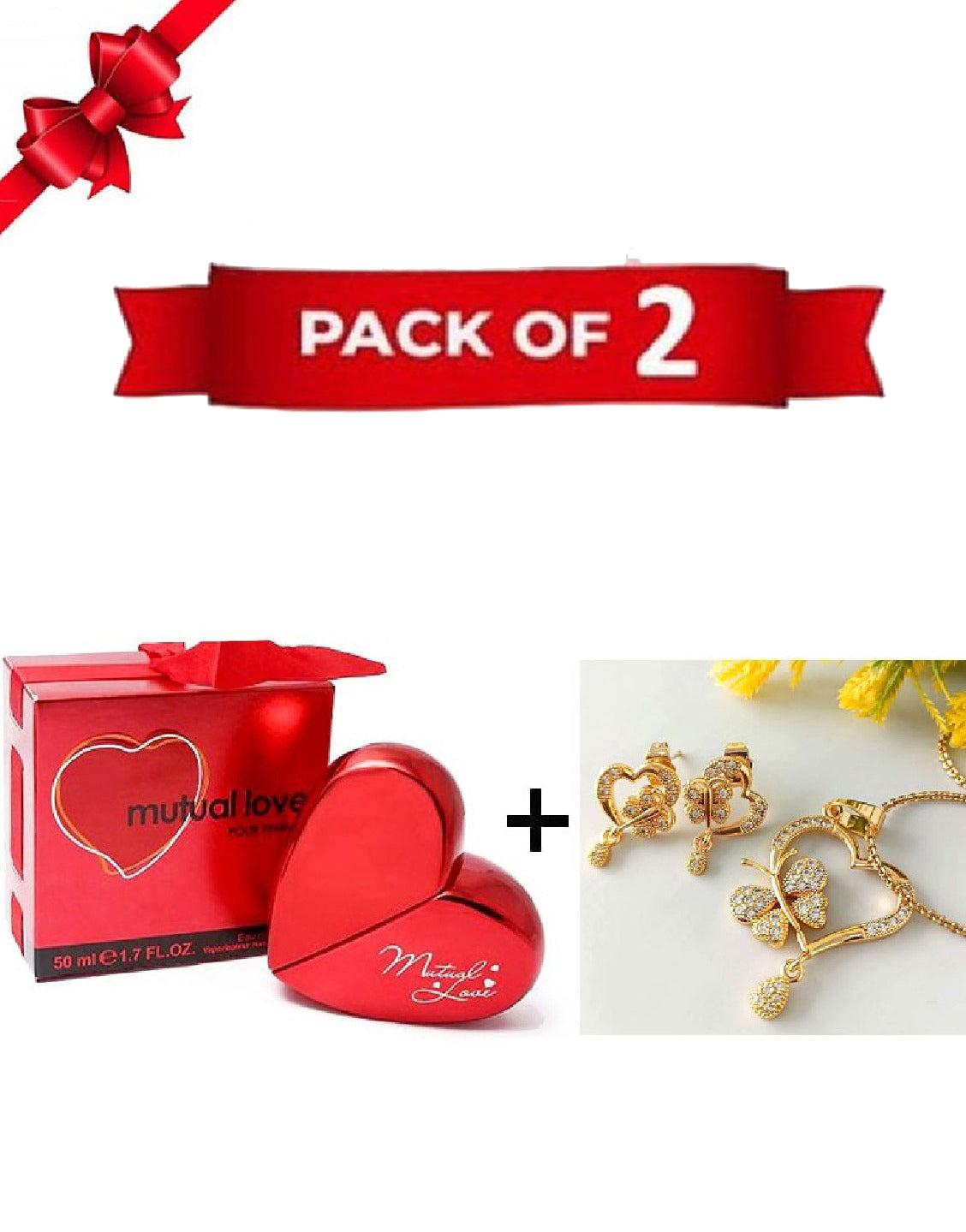 Combo of Heart Shape Necklace Set & Mutual Love Perfume for Her (TK16516)