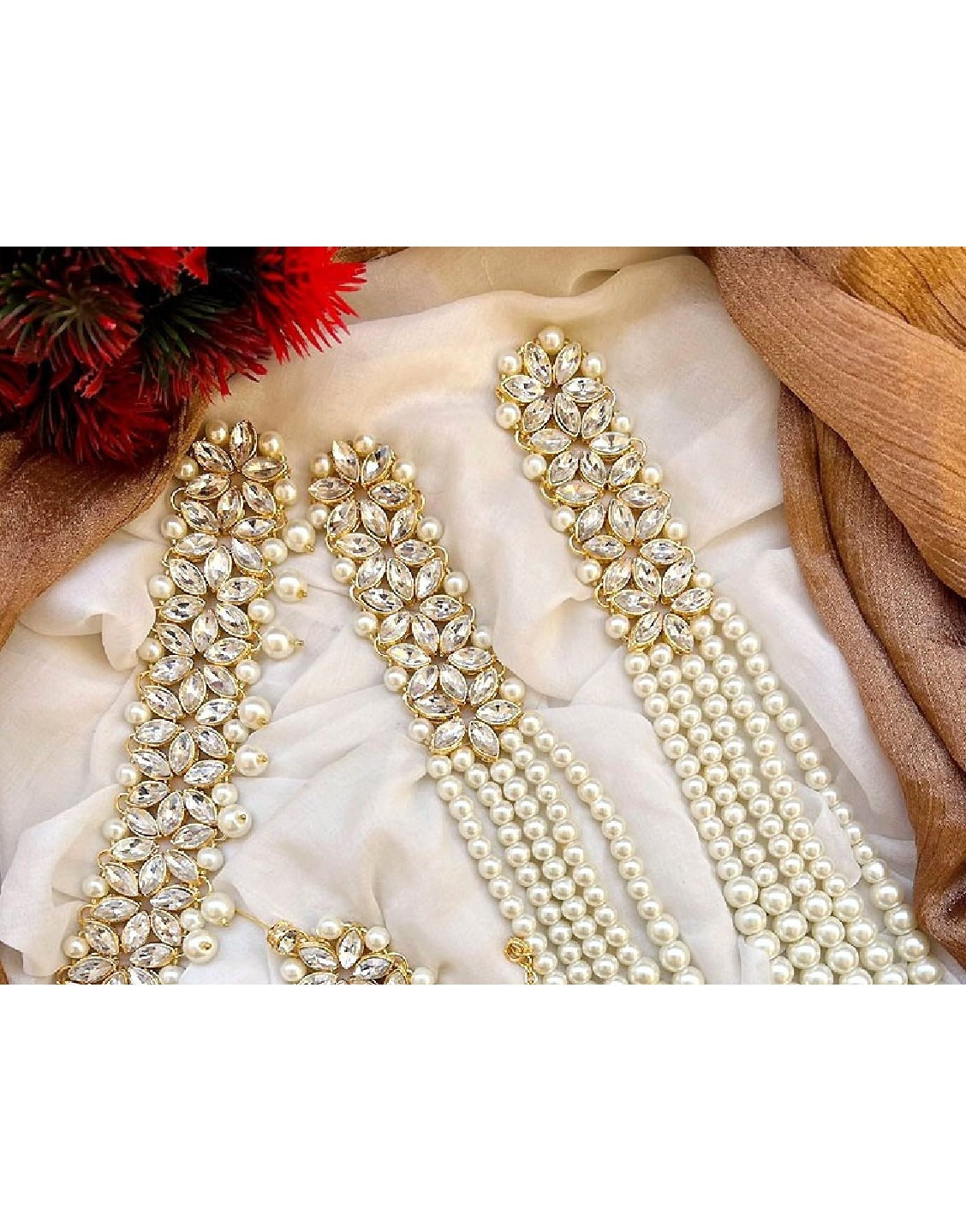 Heavy Bridal Long Mala Set with Choker, Earrings and Tikka (TK16518)