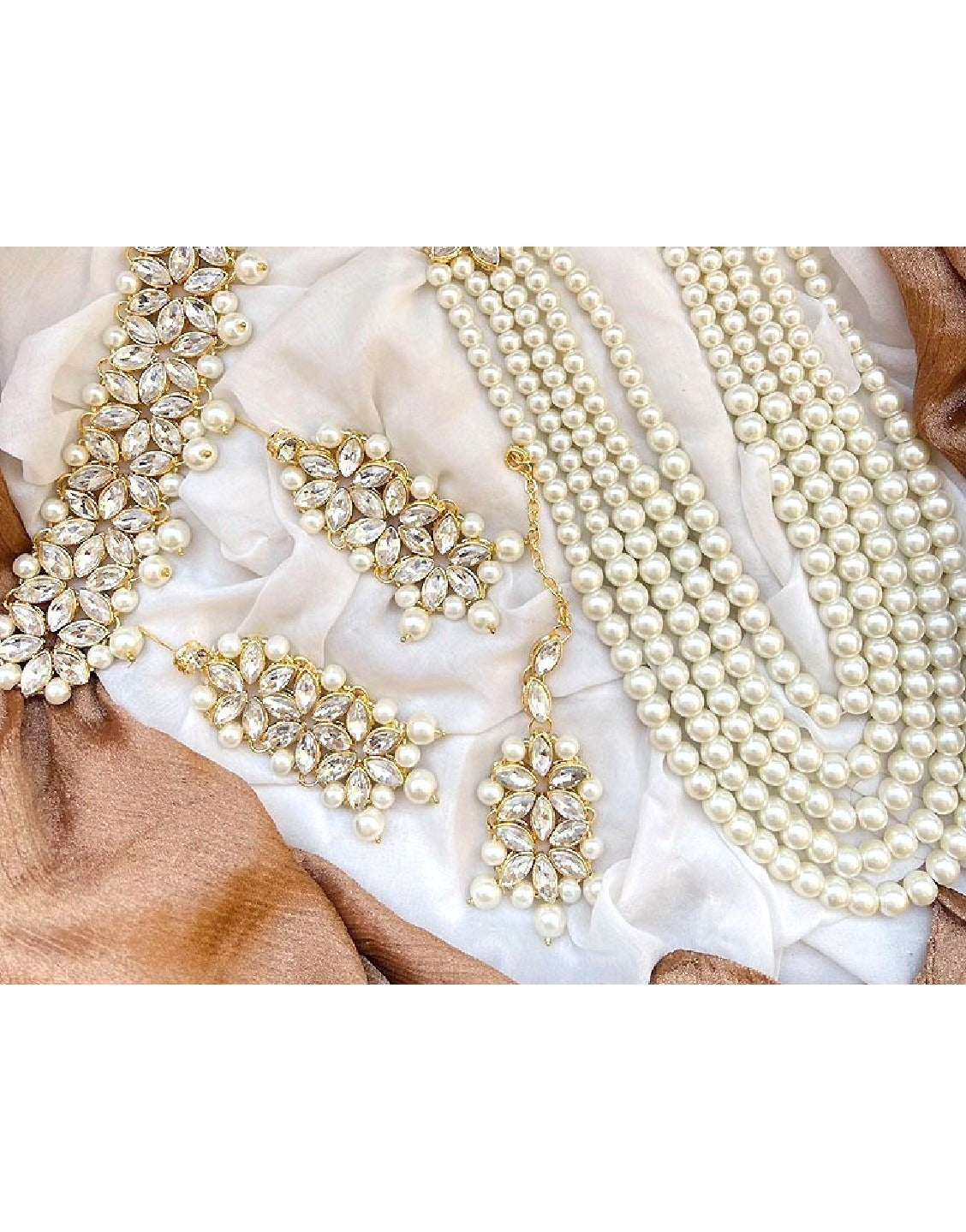 Heavy Bridal Long Mala Set with Choker, Earrings and Tikka (TK16518)