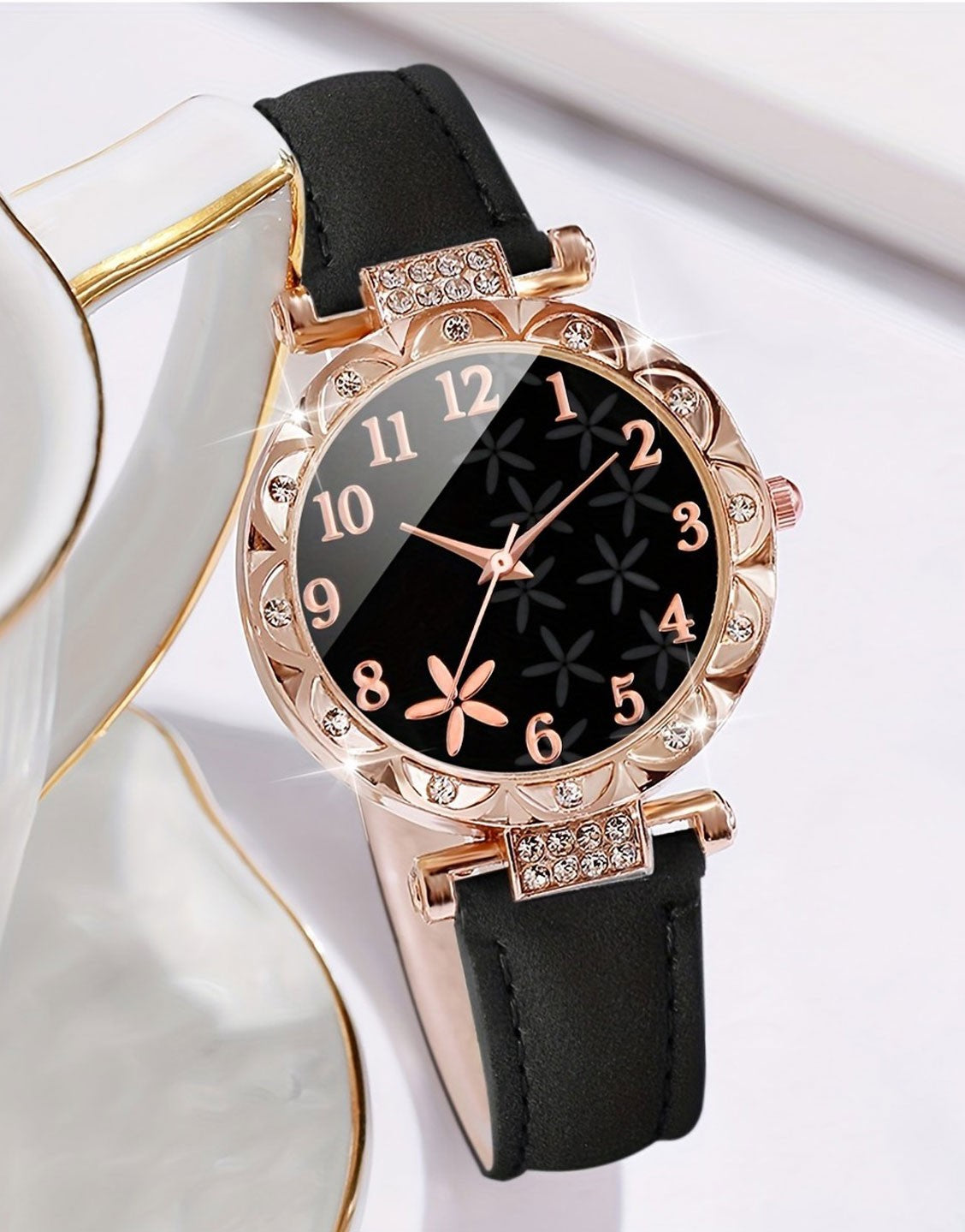 2-Piece Petal Design Dial Quartz Wristwatch with Bracelet Gift Set for Girls (TK17898)