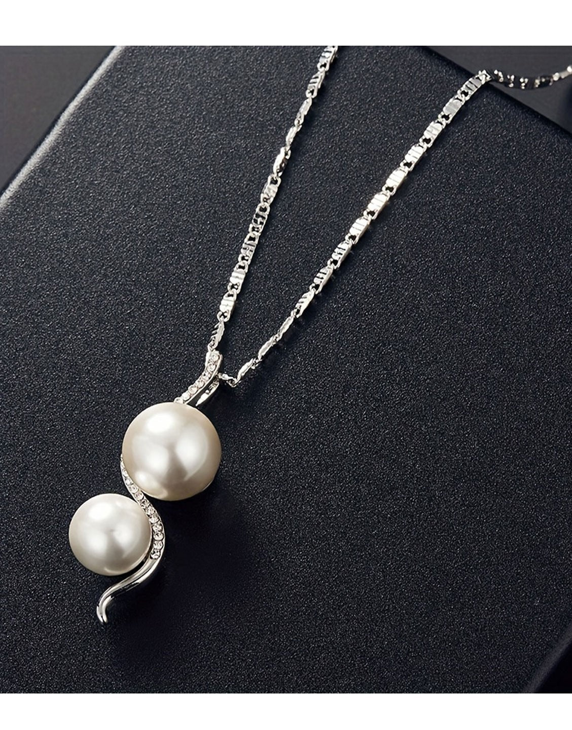 Elegant Faux Pearl Pendant Necklace & Earrings Set for Girls (TK18040)