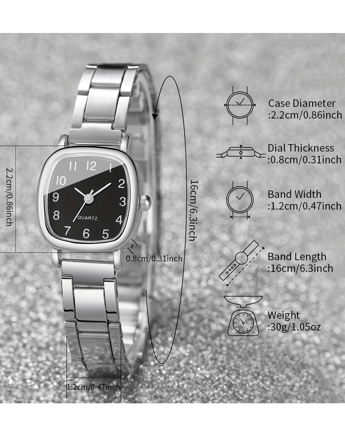 2-Piece Square Dial Quartz Wristwatch with Bracelet Gift Set for Girls (TK18041)