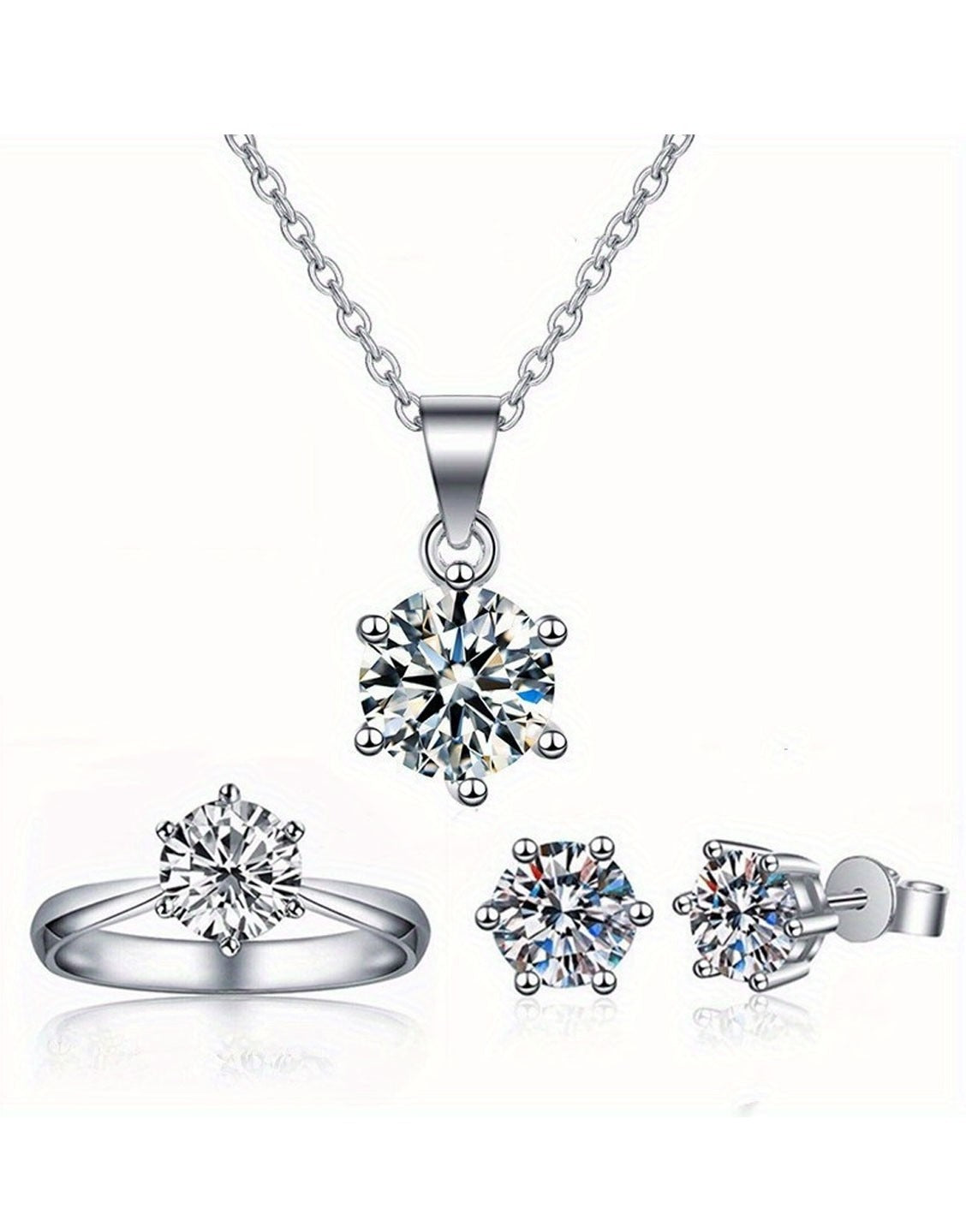 Delicate Silver Fashion Necklace, Earrings & Ring Set for Girls (TK18046)