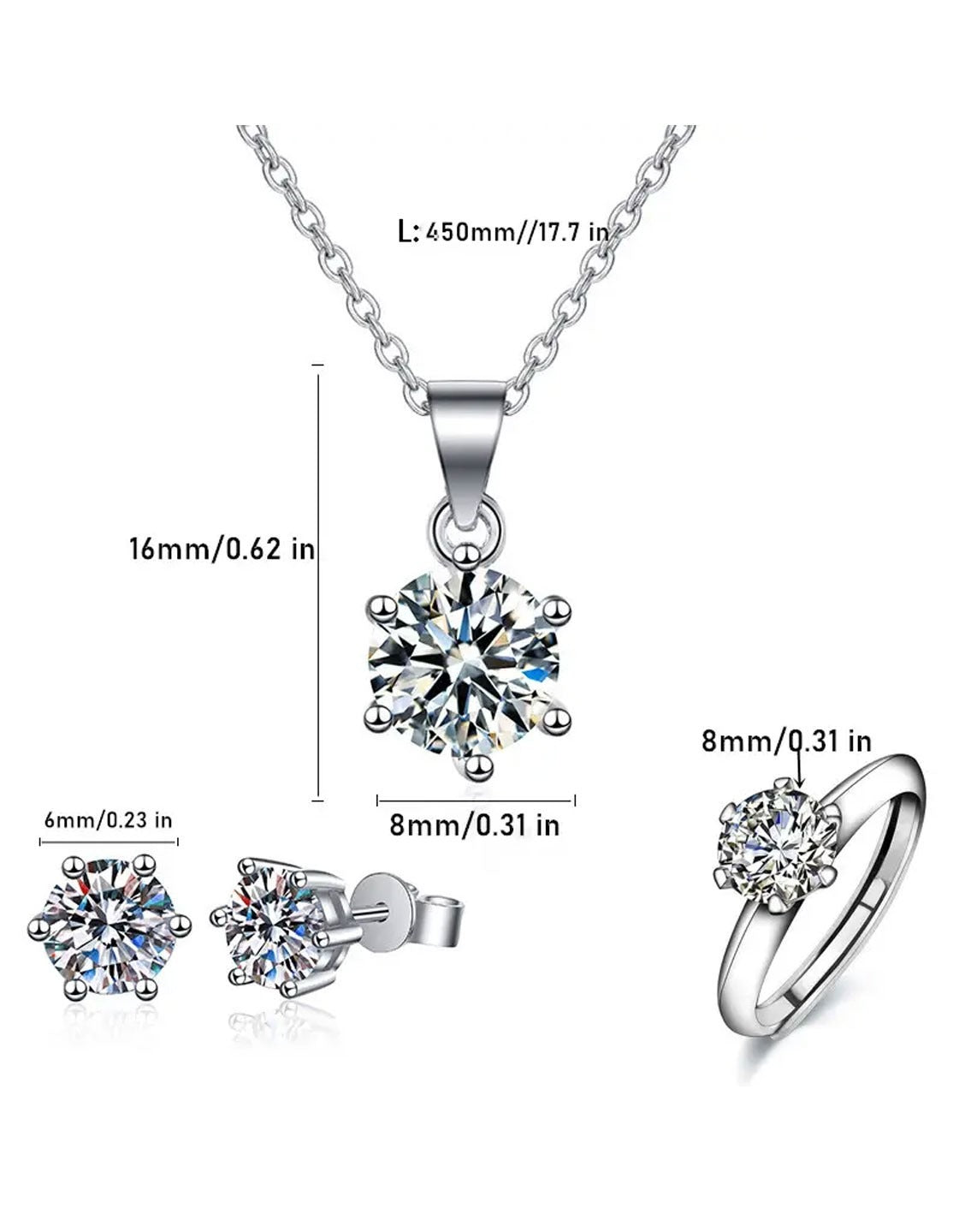 Delicate Silver Fashion Necklace, Earrings & Ring Set for Girls (TK18046)