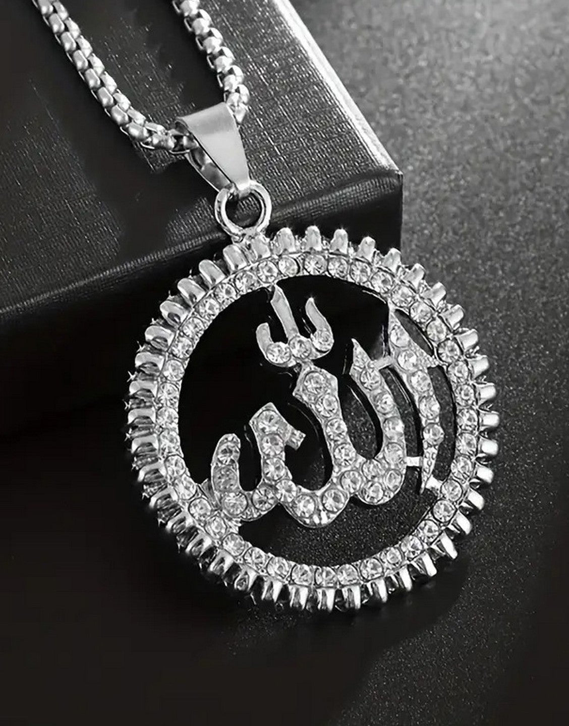 Premium Quality Silver Allah Name Necklace for Men & Women (TK18066)