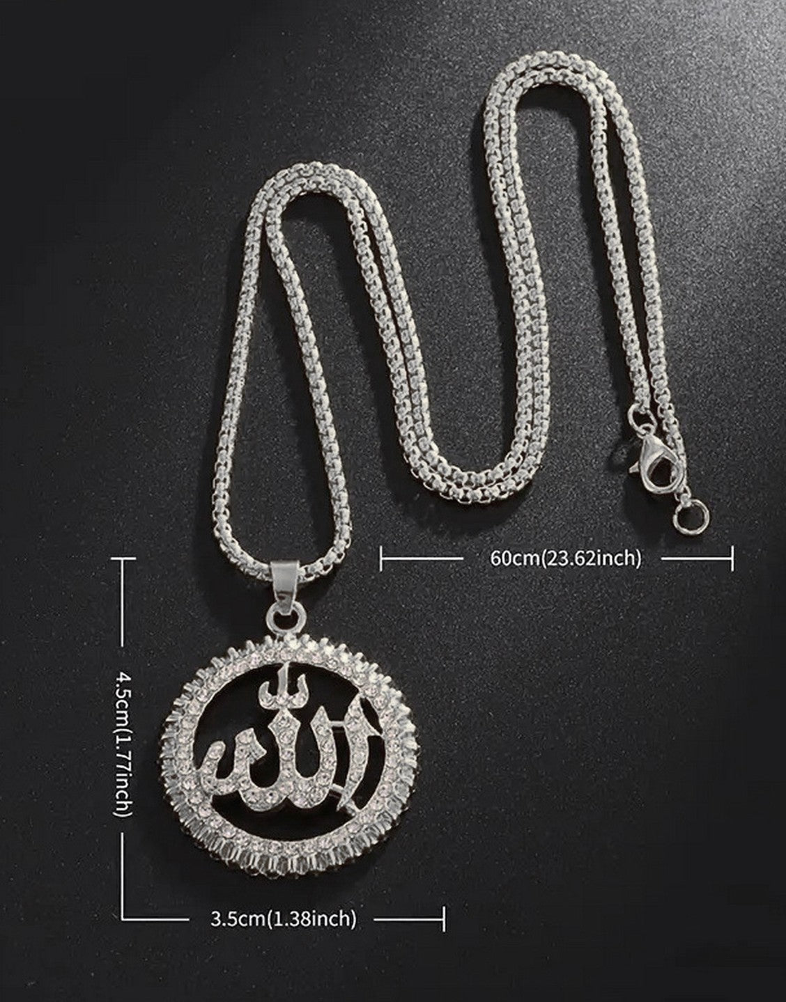 Premium Quality Silver Allah Name Necklace for Men & Women (TK18066)