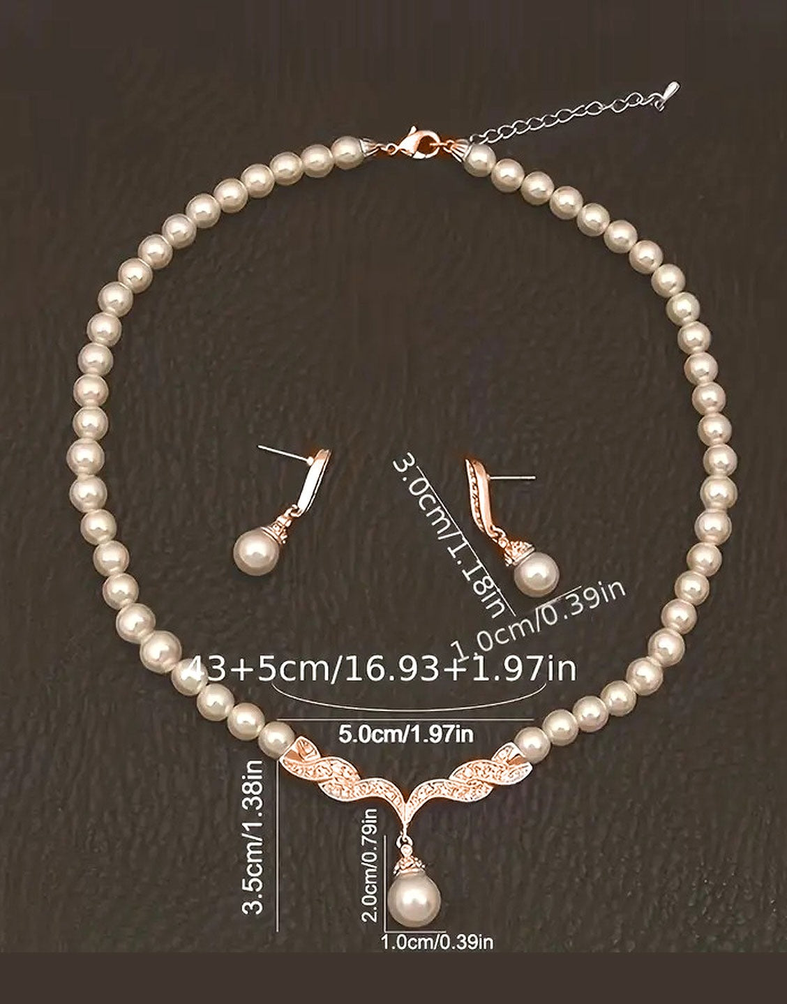 High Quality Rose Gold Pearl Necklace Set with Earrings (TK18067)