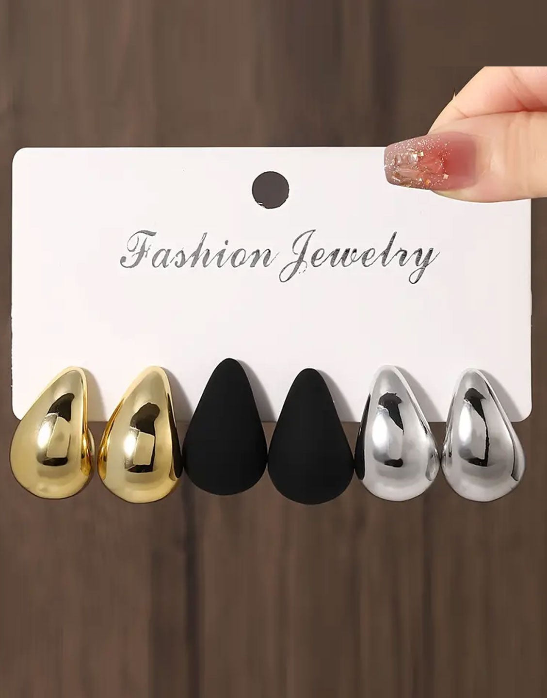 3 Pairs Teardrop Hoop Earrings Set for Girls (TK18071)