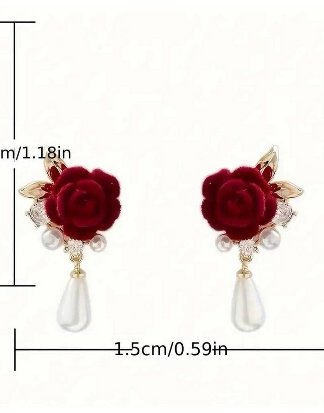 Rose Flower Inlaid Imitation Pearl Earrings for Girls (TK18078)