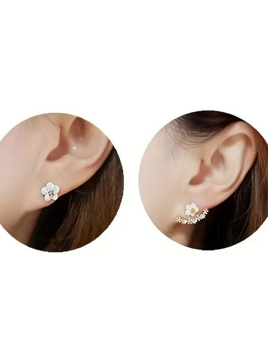 Charming Daisy Flower Shape Back Hanging Ear Studs (TK18080)
