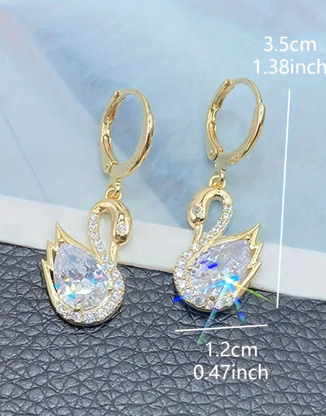 Dazzling Rhinestones Swan Shape Dangle Earrings for Girls (TK18081)