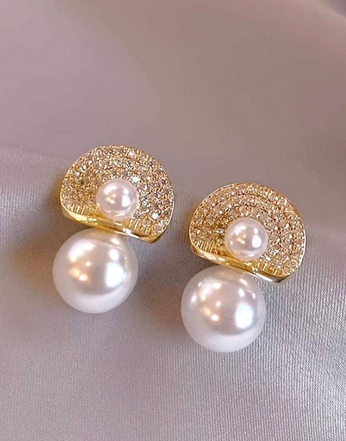 Imitation Pearl Geometric Design Zinc Alloy Earrings (TK18083)