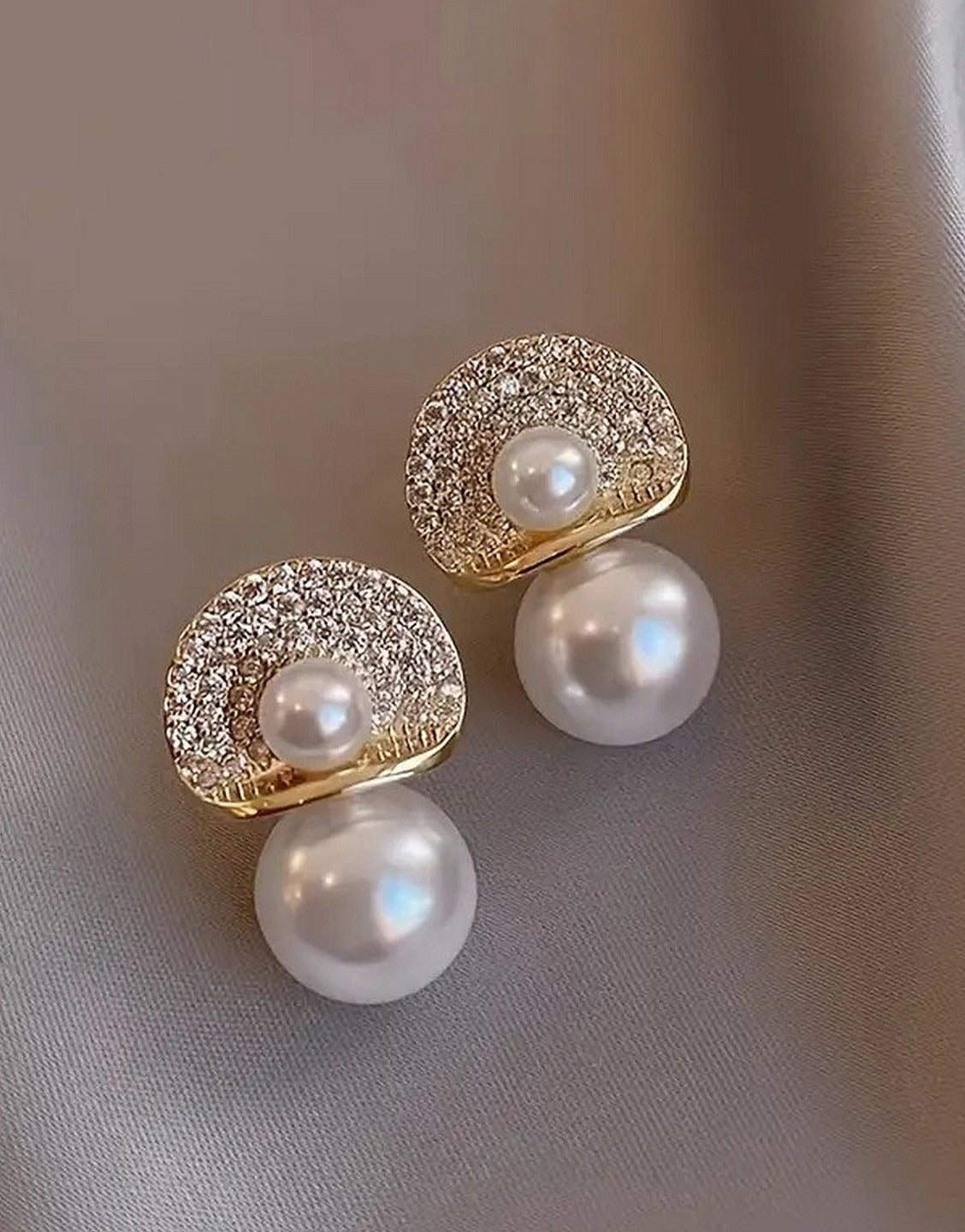 Imitation Pearl Geometric Design Zinc Alloy Earrings (TK18083)