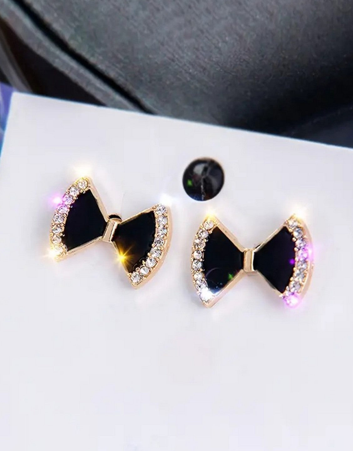 Bow Shape Rhinestone Ear Studs Earrings (TK18087)