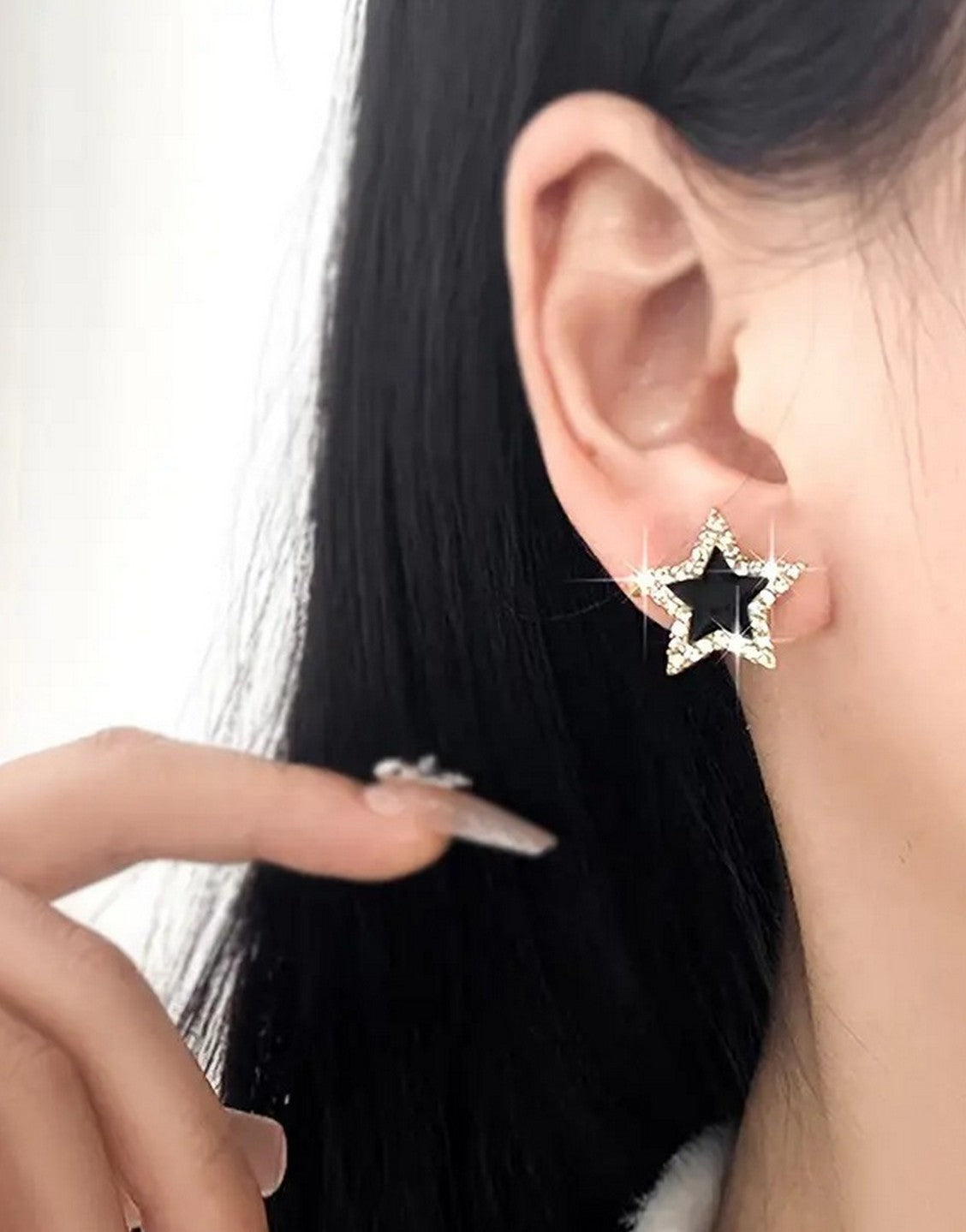 Star Shape Rhinestone Ear Studs Earrings (TK18089)