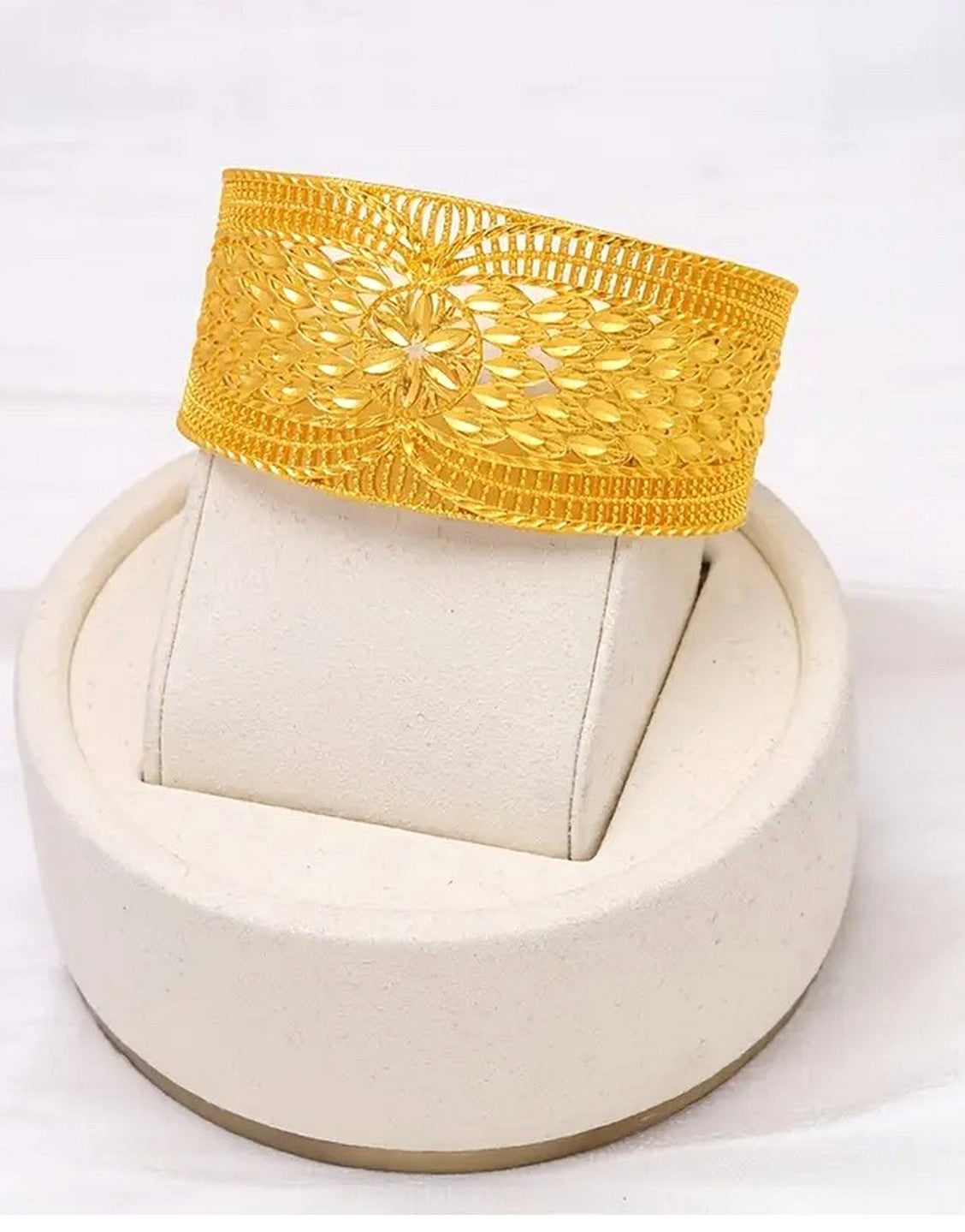 Precious Open Cuff Golden Bangle Bracelet - Perfect for Party & Wedding Wear (TK18093)
