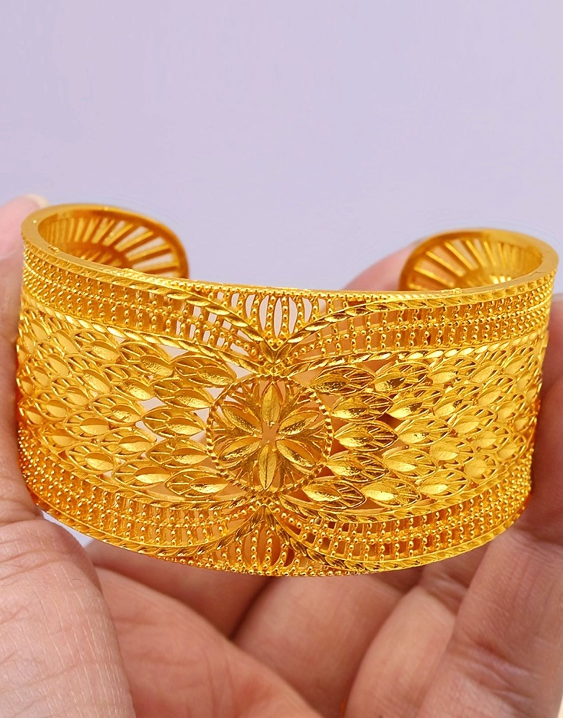 Precious Open Cuff Golden Bangle Bracelet - Perfect for Party & Wedding Wear (TK18093)