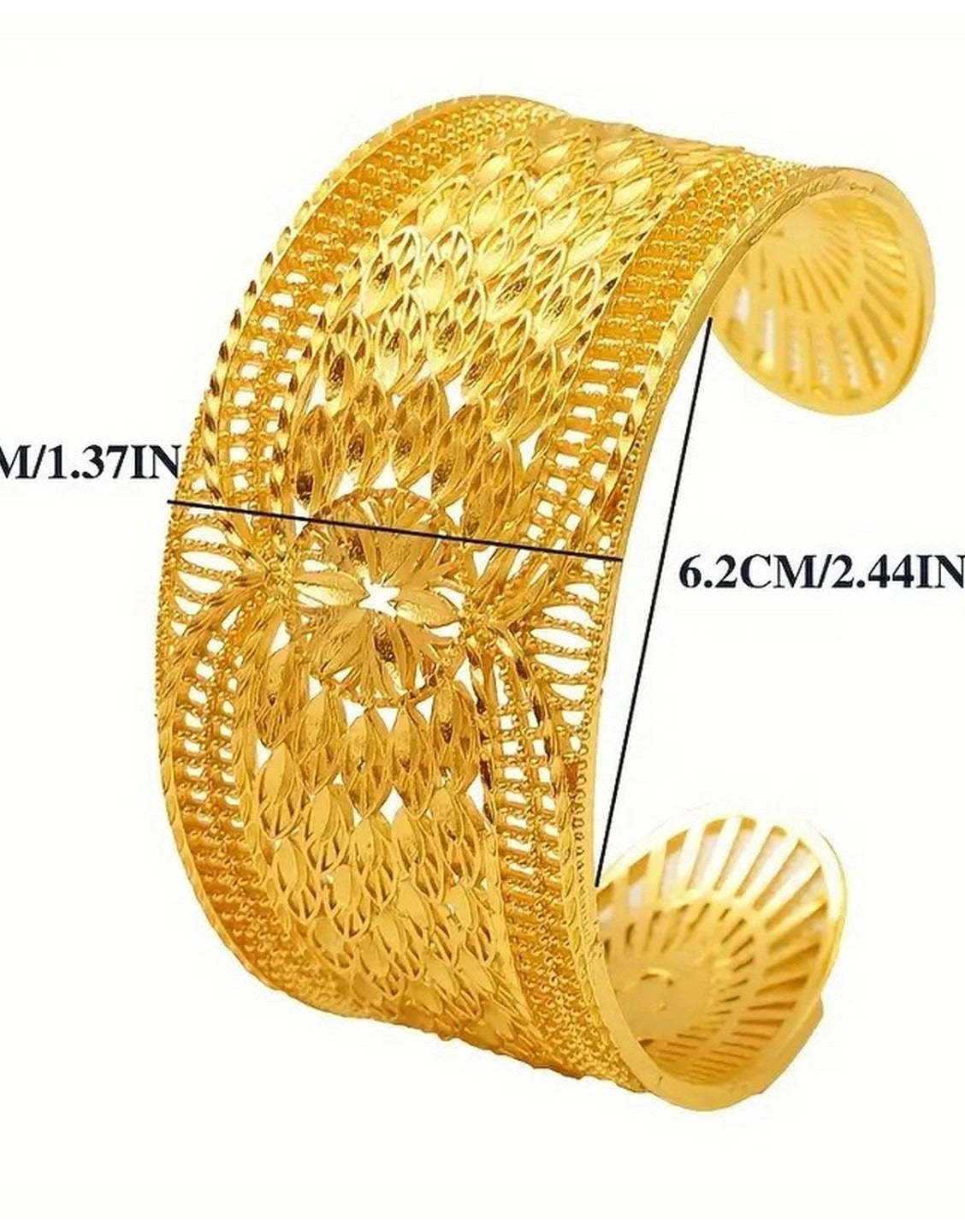 Precious Open Cuff Golden Bangle Bracelet - Perfect for Party & Wedding Wear (TK18093)