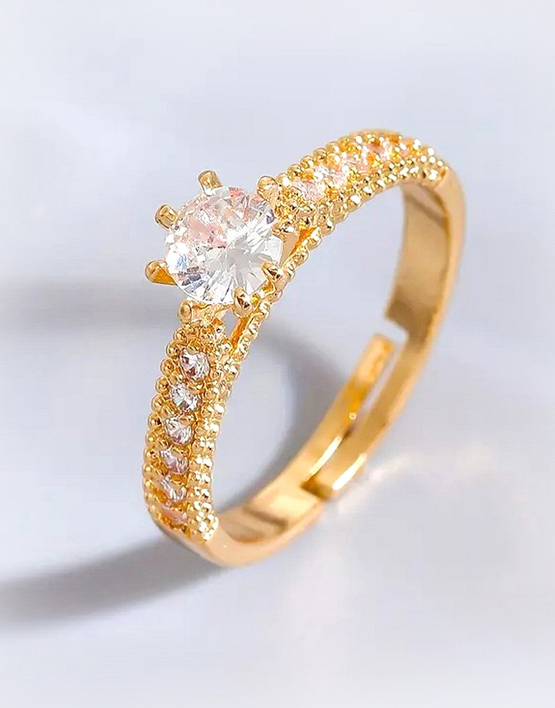Adjustable Open Design Dazzling Cubic Zirconia Ring for Women (TK18094)