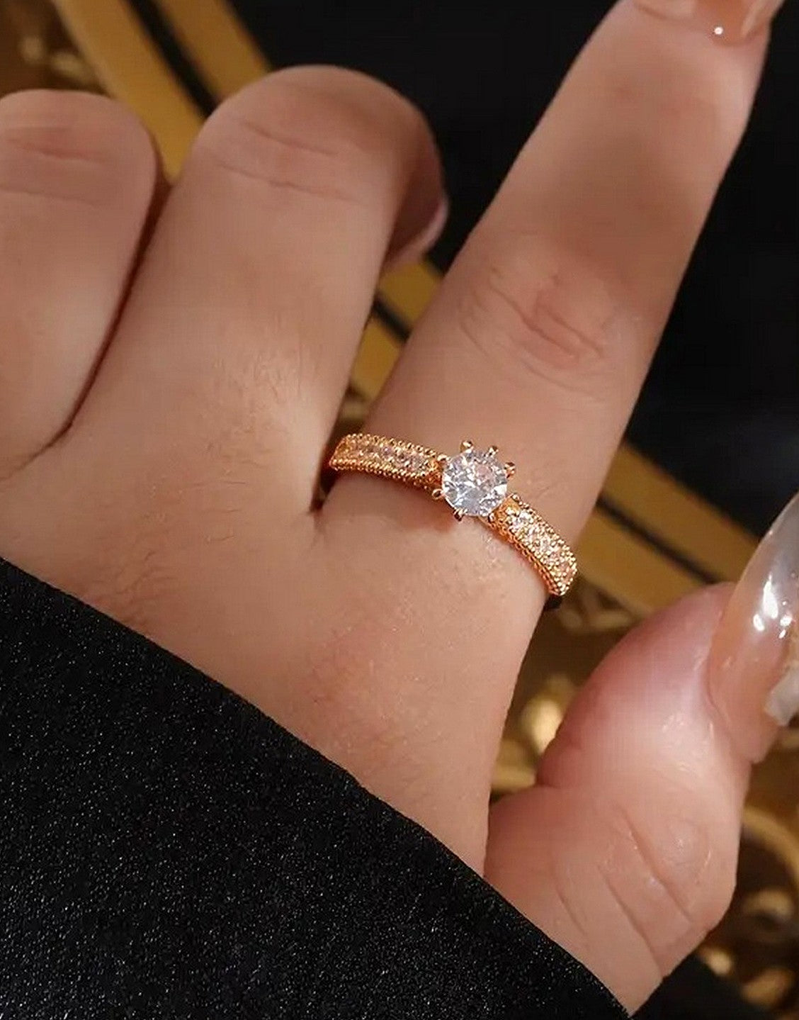 Adjustable Open Design Dazzling Cubic Zirconia Ring for Women (TK18094)
