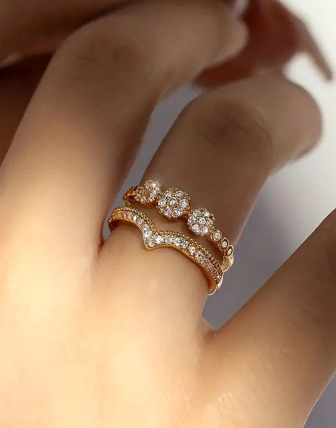 Adjustable Double Layer Royal Crown Shape Cuff Ring (TK18095)