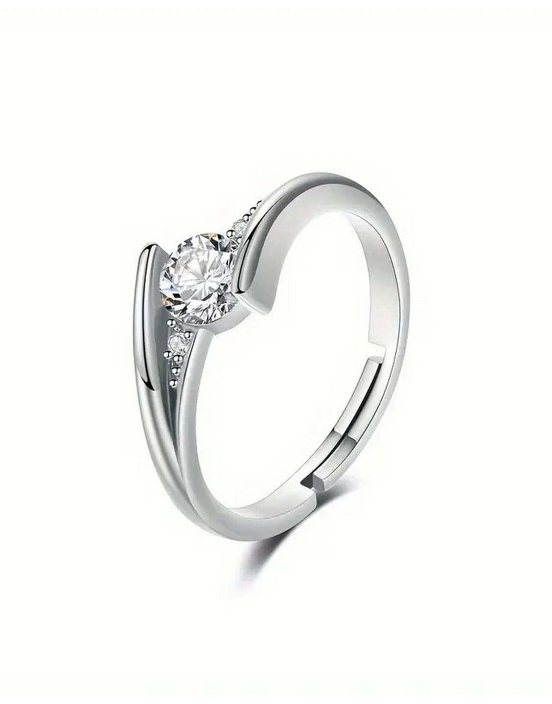 Adjustable Dazzling Cubic Zirconia Silver Finger Ring for Women (TK18100)