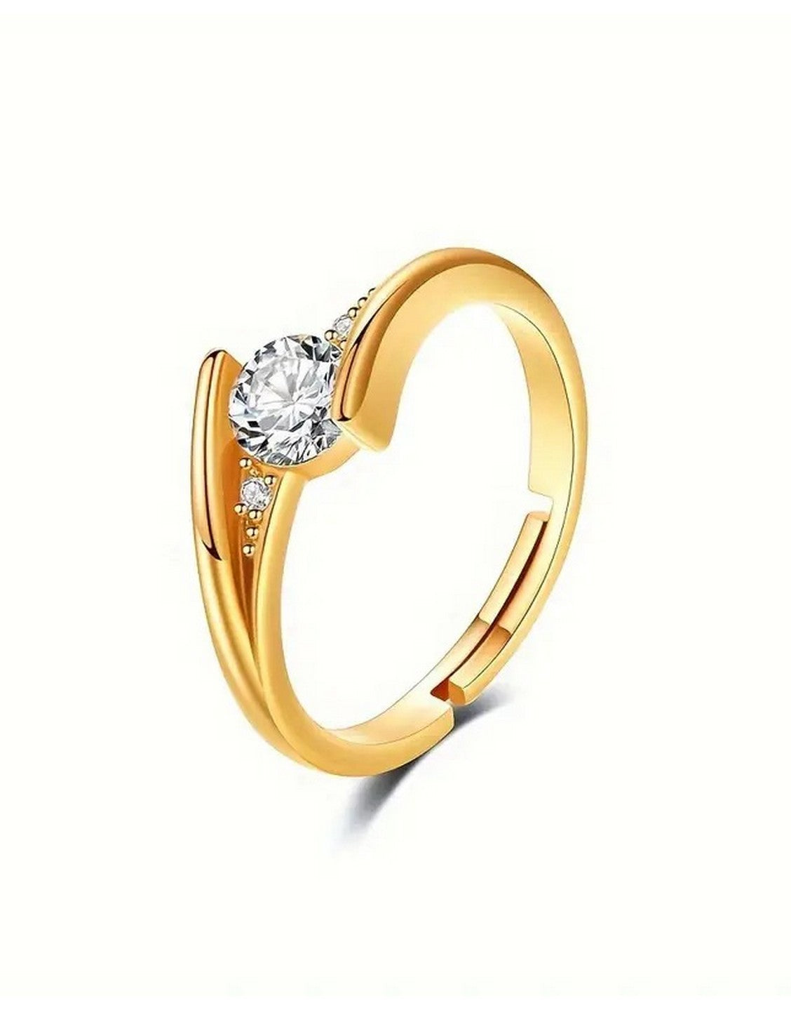 Adjustable Dazzling Cubic Zirconia Golden Finger Ring for Women (TK18101)