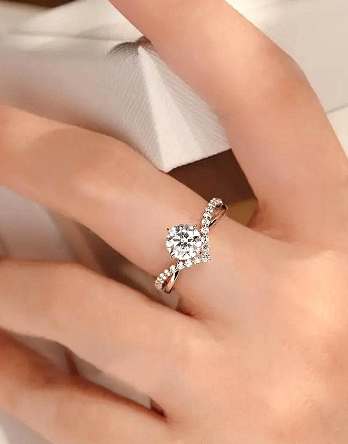 Pair of 2 Adjustable Silver Cubic Zirconia Engagement Rings (TK18103)