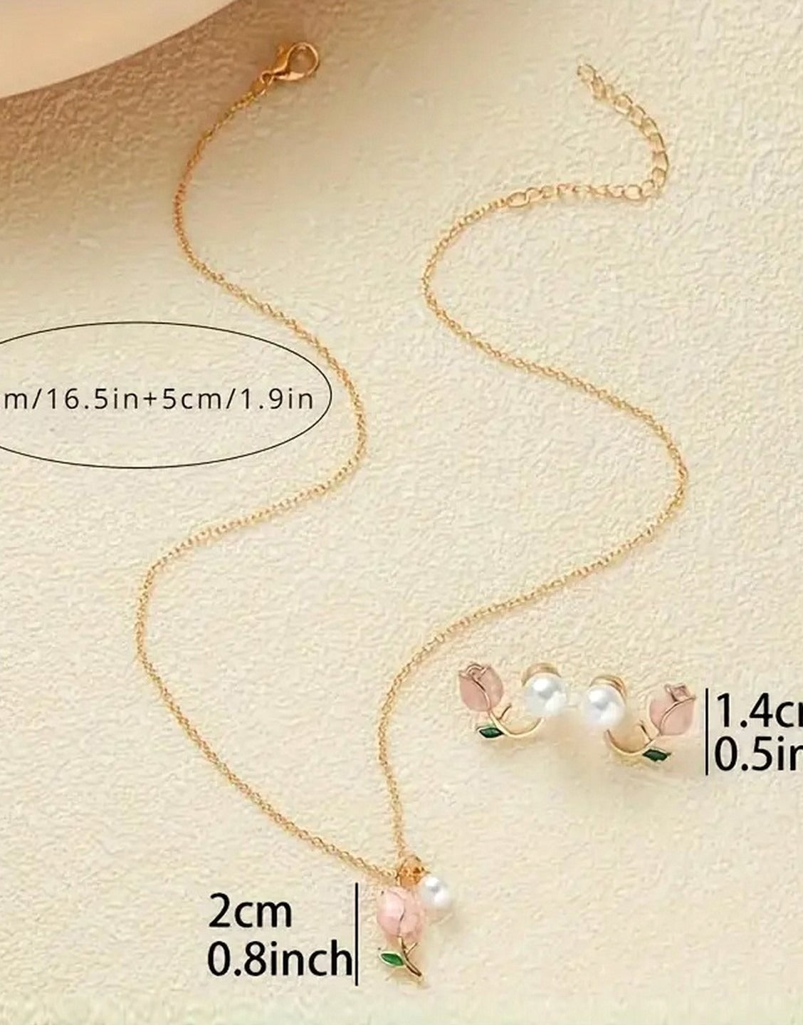 Versatile Tulip Shape Imitation Pearl Necklace & Earrings Set (TK18104)