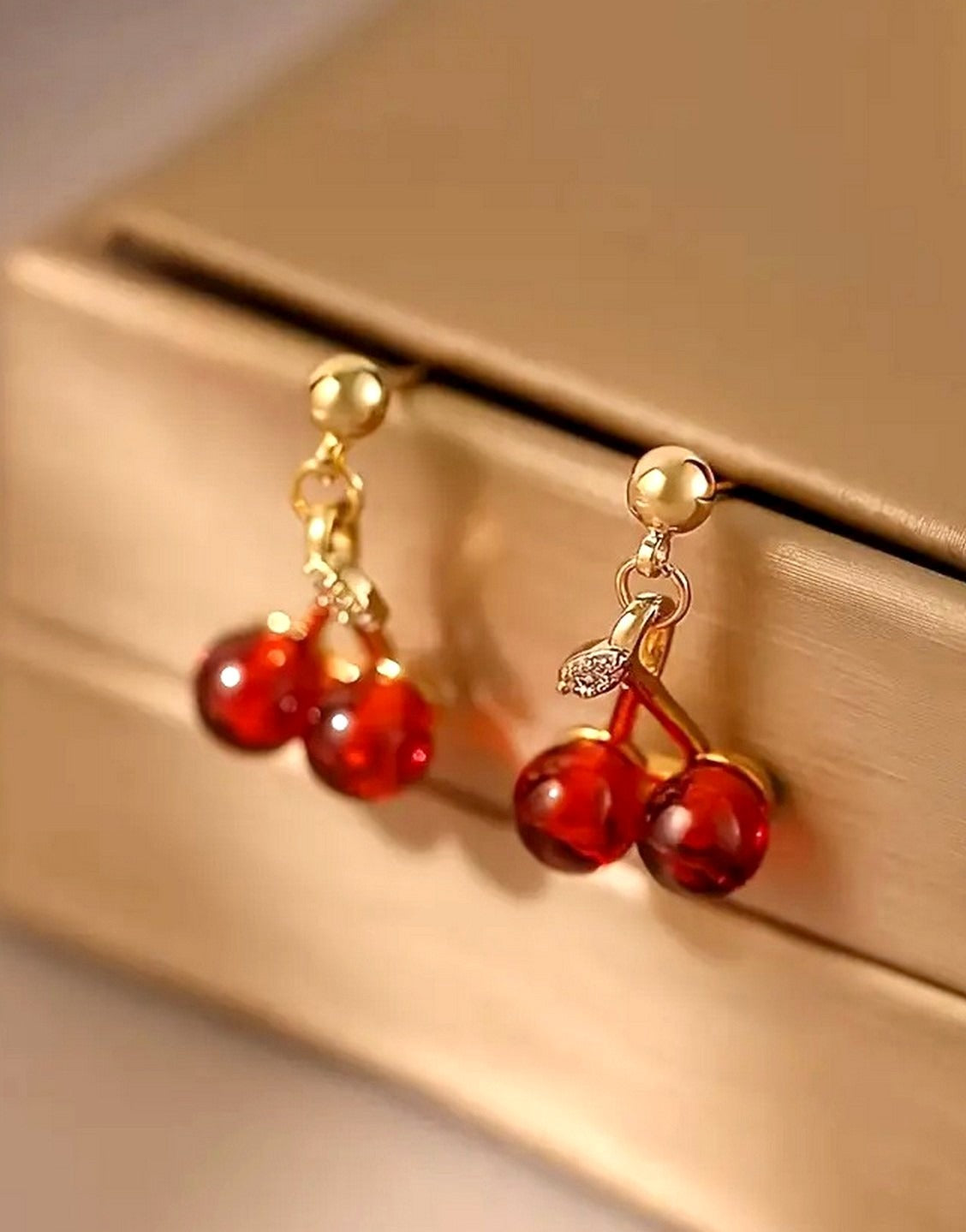 Lovely Cherry Design Necklace and Earrings Suitable for Casual Attire (TK18105)
