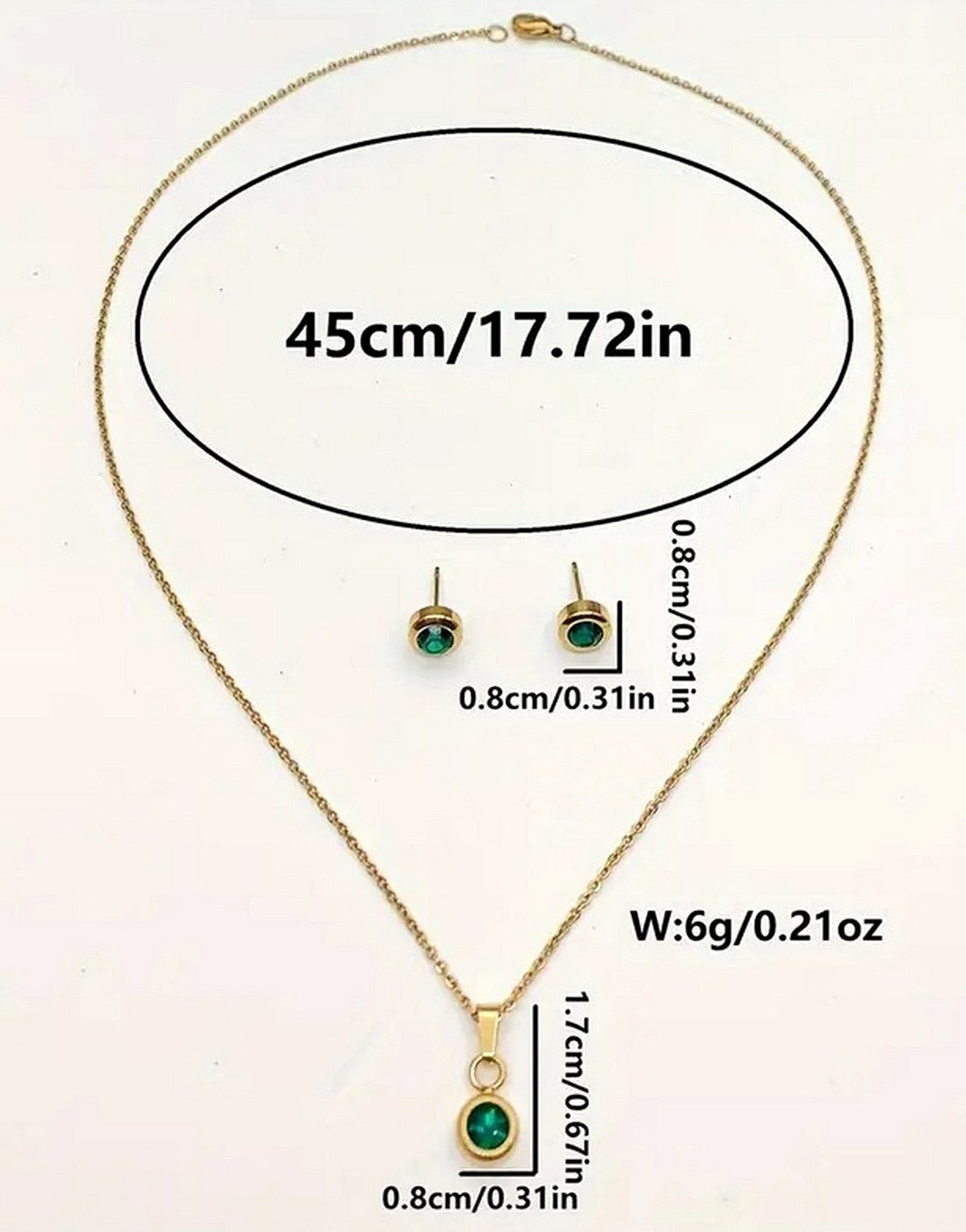 Stylish Bottle Green Color Zirconia Earrings & Necklace Set - Perfect as a Gift for All (TK18106)