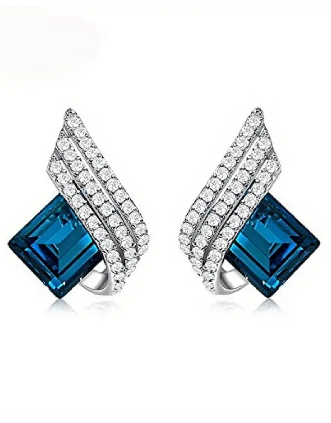 Lovely Blue Crystal Angel Wings Necklace and Earrings Set (TK18108)
