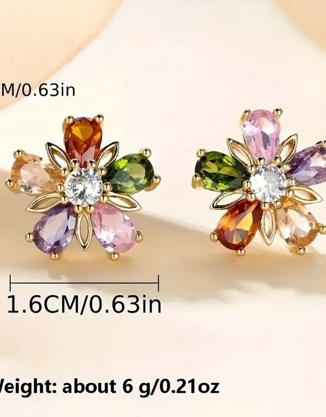 Delightful Multicolor Zircon Studded Flower Shape Jewelry Set with Necklace & Earrings (TK18110)