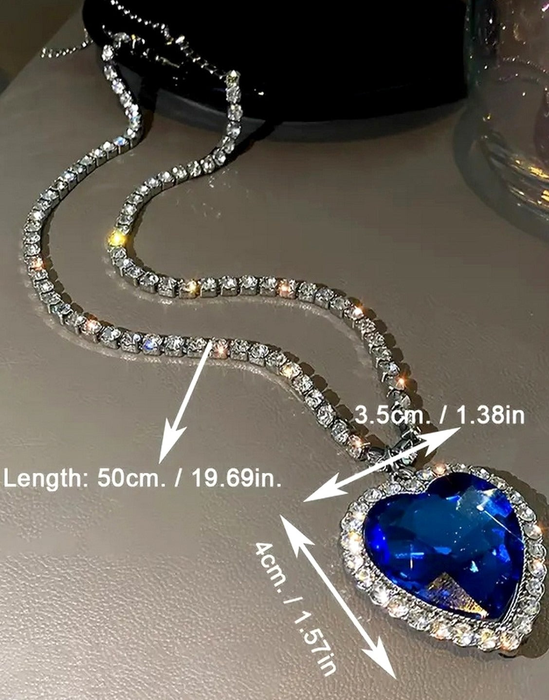 Luxurious Titanic Heart of the Ocean Inspired Blue Stone Pendant Necklace for Women (TK18113)
