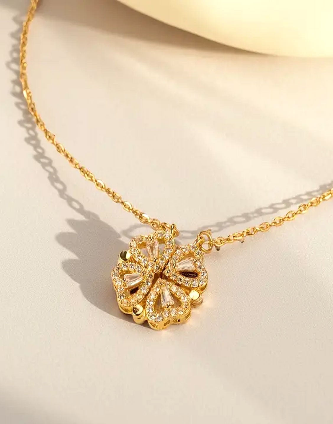Delightful Double-Wearing Lucky Grass Design Golden Pendant Necklace - Perfect for Daily Wear & Gifting (TK18114)