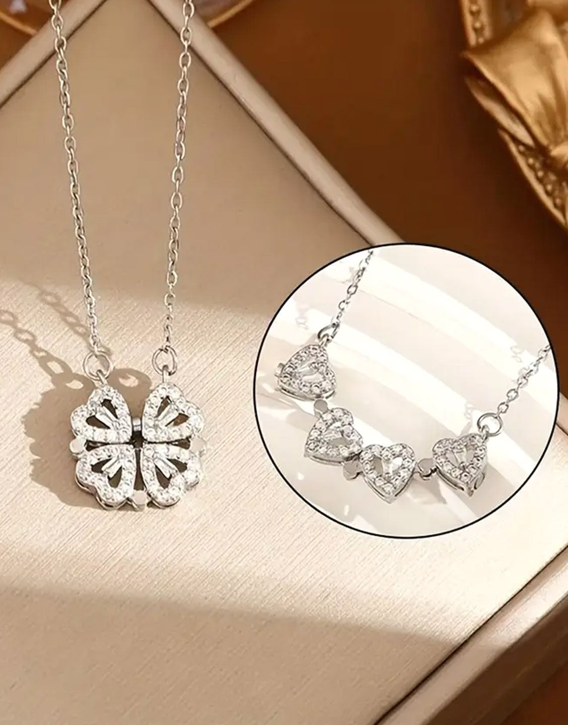 Delightful Double-Wearing Lucky Grass Design Silver Pendant Necklace - Perfect for Daily Wear & Gifting (TK18115)