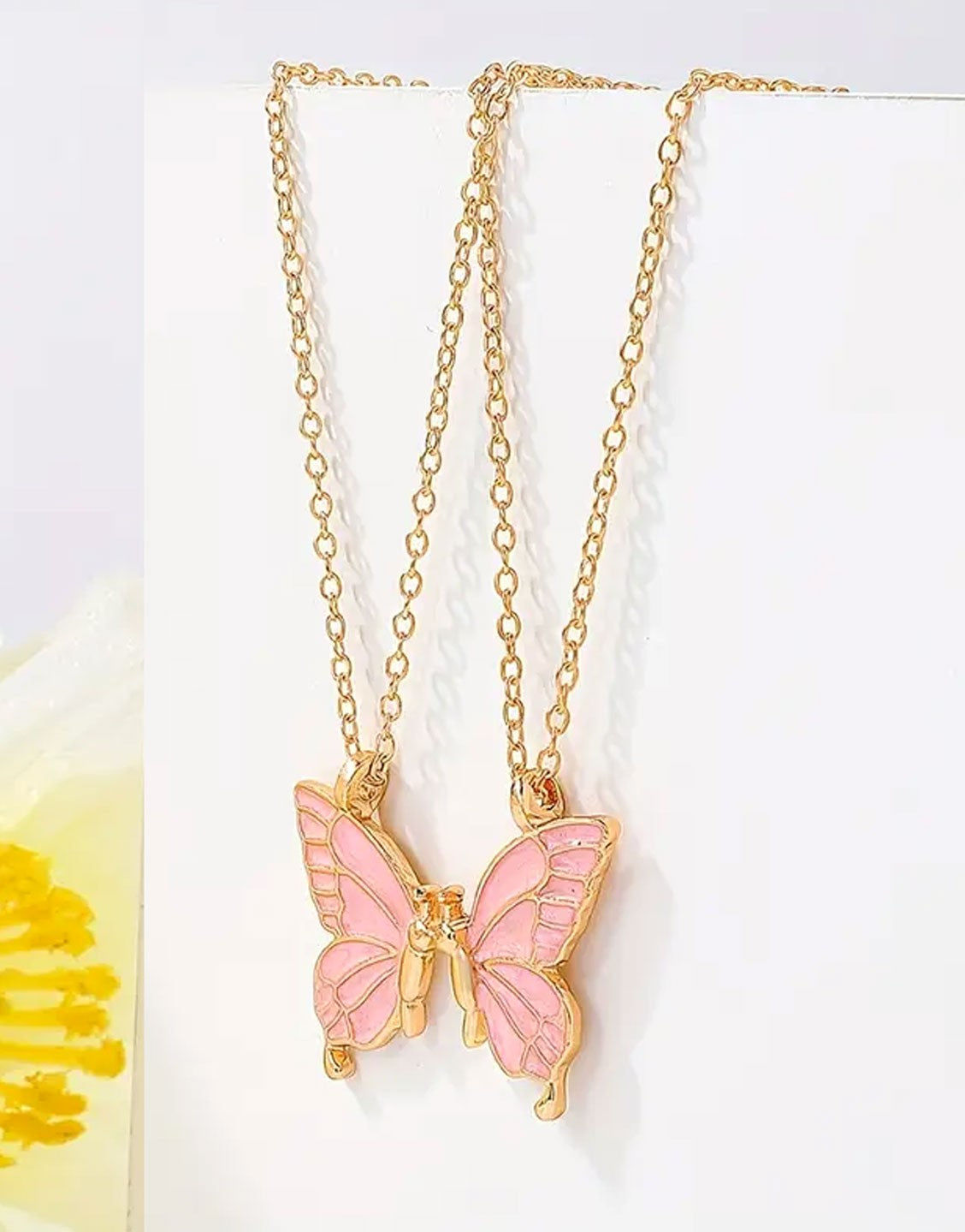 Pack of 2 Adjustable Butterfly Shape Pendant Necklace for Girls (TK18116)