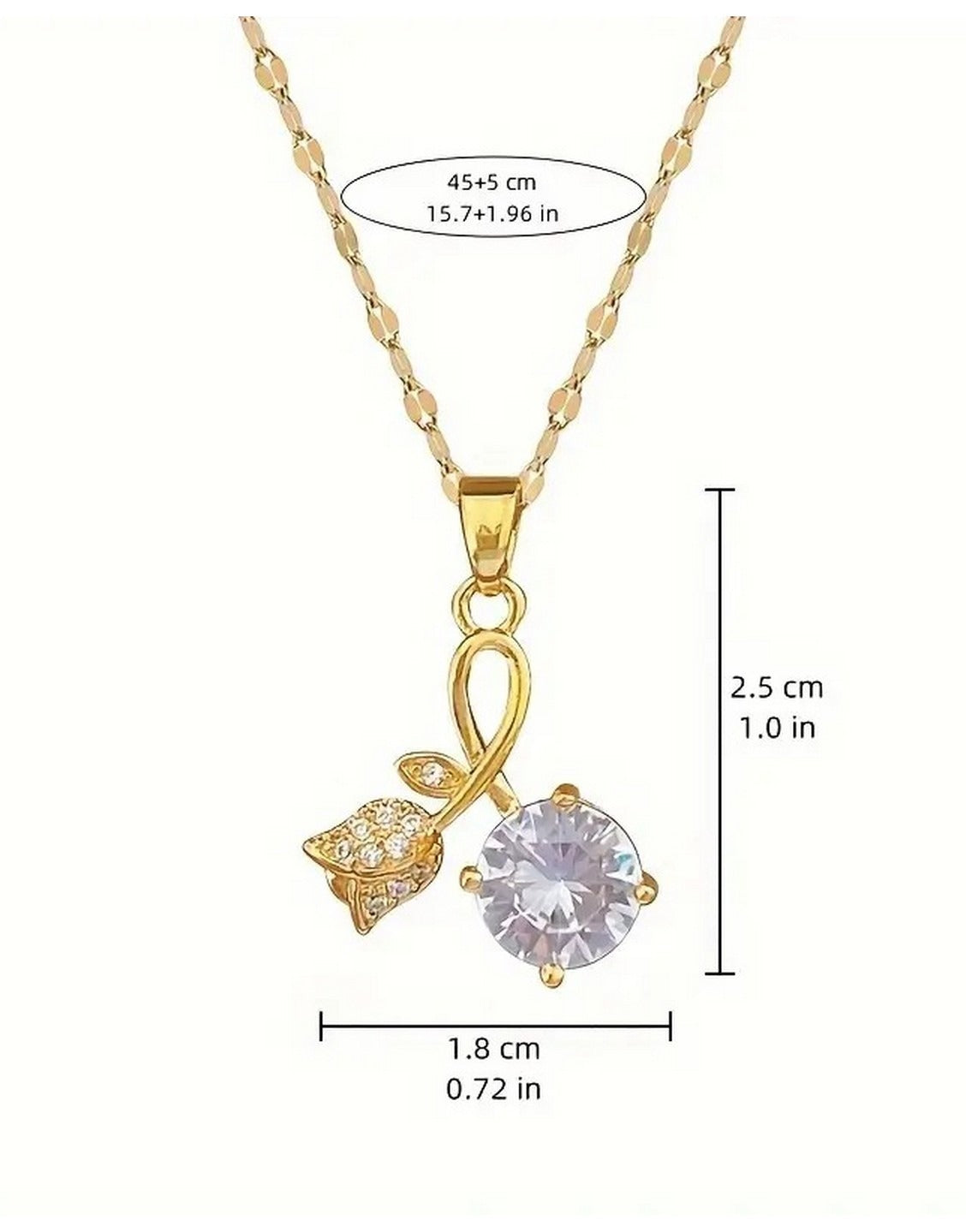 Romantic Rose and Cherry Blossom Shape Titanium Steel Pendant Necklace (TK18119)
